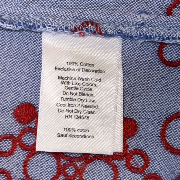 Vineyard Vines Off The Shoulder Blue/Red Embroidered Dress - Picture 8 of 9